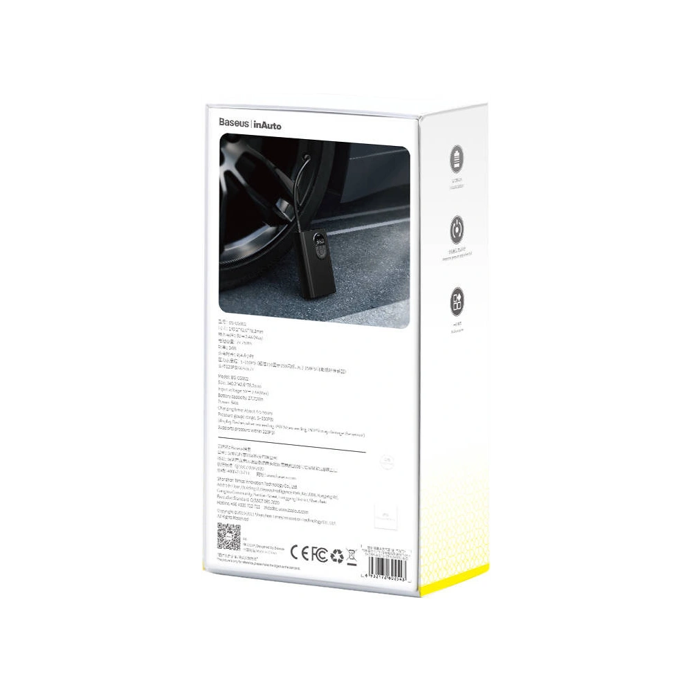 Hurtownia GSM - Mini automobilový kompresor Baseus s akumulátorem 2500mAh (černý) - BSU3095BLK - {ean13} - Hurt