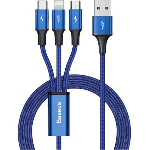  Kabel USB 3w1 Baseus Rapid Series, micro USB / Lightning / USB-C, 20W, 1.2m (niebieski)