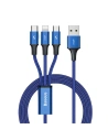 Kabel USB 3w1 Baseus Rapid Series, micro USB / Lightning / USB-C, 20W, 1.2m (modrý)