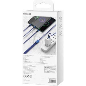  Kabel USB 3w1 Baseus Rapid Series, micro USB / Lightning / USB-C, 20W, 1.2m (niebieski)