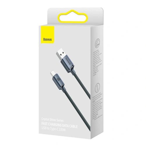 Kabel USB do USB-C Baseus Crystal, 100W, 1.2m (czarny)