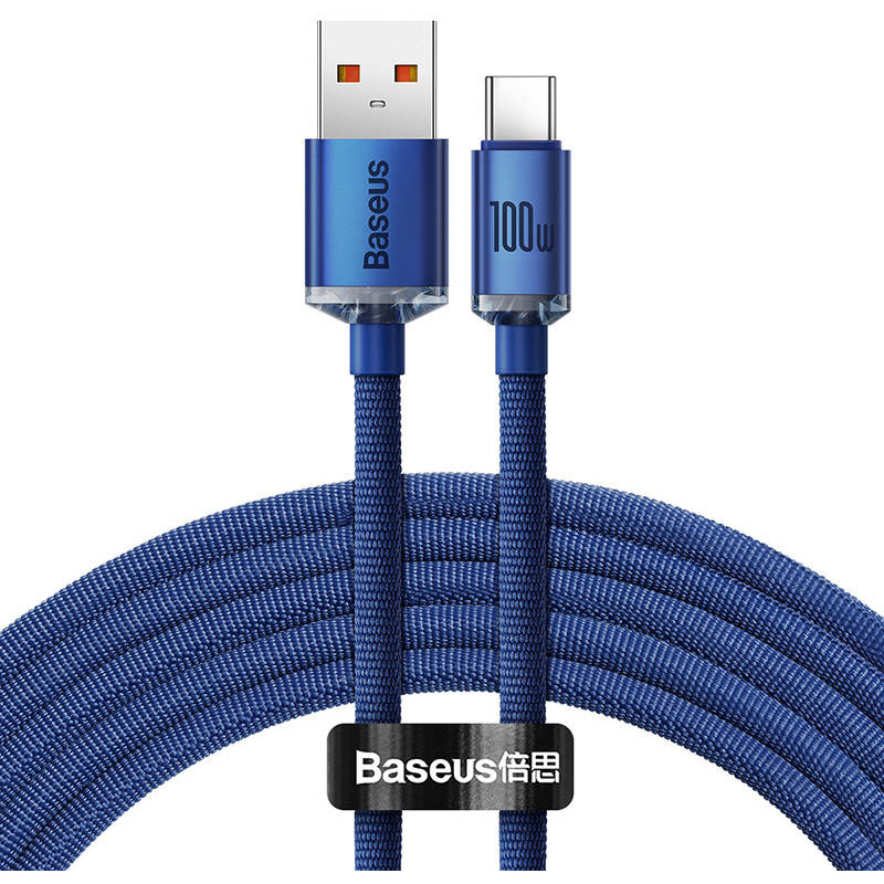 Hurtownia Baseus - 6932172602819 - BSU3100BLU - Kabel Baseus Crystal USB-A/USB-C 100W, 1.2m (niebieski) - B2B homescreen