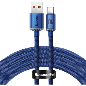 Hurtownia GSM - Kabel USB do USB-C Baseus Crystal, 100W, 2m (niebieski) - BSU3103BLU - {ean13} - Hurt