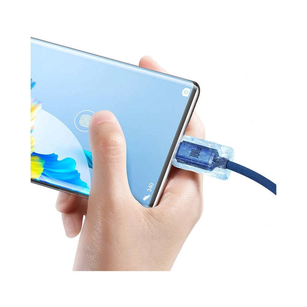 Hurtownia GSM - Kabel USB do USB-C Baseus Crystal, 100W, 2m (niebieski) - BSU3103BLU - {ean13} - Hurt