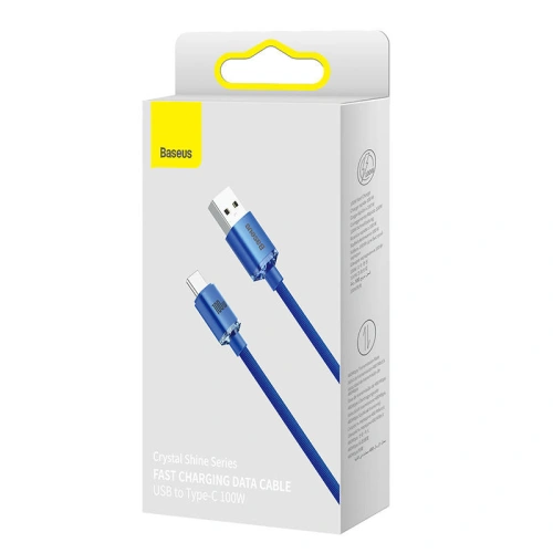 Kabel USB do USB-C Baseus Crystal, 100W, 2m (niebieski)