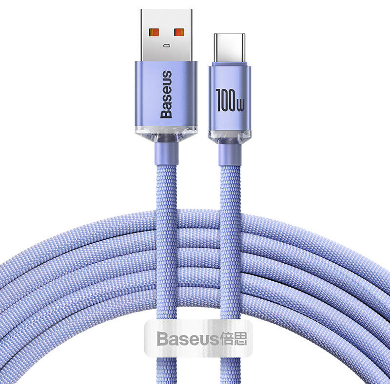 Kabel USB do USB-C Baseus Crystal, 100W, 2m (fioletowy)