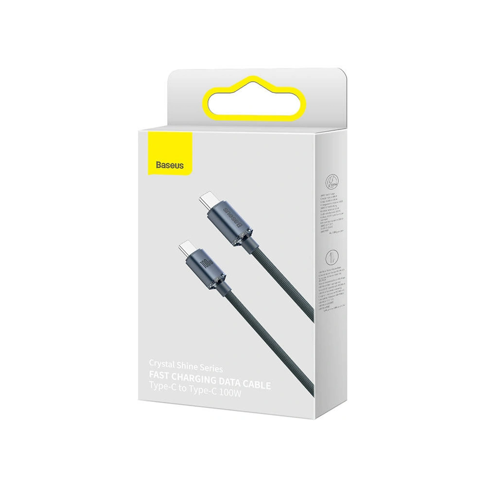 Hurtownia GSM - Kabel USB-C do USB-C Baseus Crystal, 100W, 1.2m (černý) - BSU3105BLK - {ean13} - Hurt