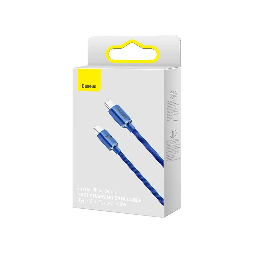 Hurtownia GSM - Kabel USB-C do USB-C Baseus Crystal, 100W, 1.2m (modrý) - BSU3106BLU - {ean13} - Hurt