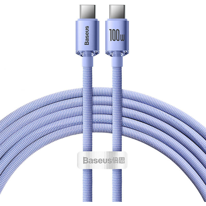 Hurtownia Baseus - 6932172602888 - BSU3107PRP - Kabel USB-C do USB-C Baseus Crystal,100W, 1.2m (fioletowy) - B2B homescreen