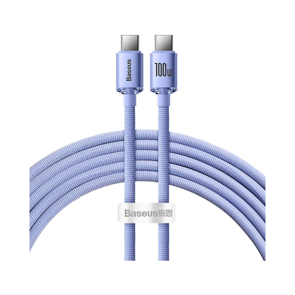 Hurtownia GSM - Kabel USB-C do USB-C Baseus Crystal,100W, 1.2m (fialový) - BSU3107PRP - {ean13} - Hurt