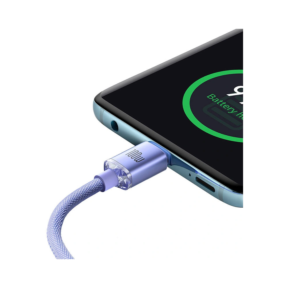 Hurtownia GSM - Kabel USB-C do USB-C Baseus Crystal,100W, 1.2m (fialový) - BSU3107PRP - {ean13} - Hurt