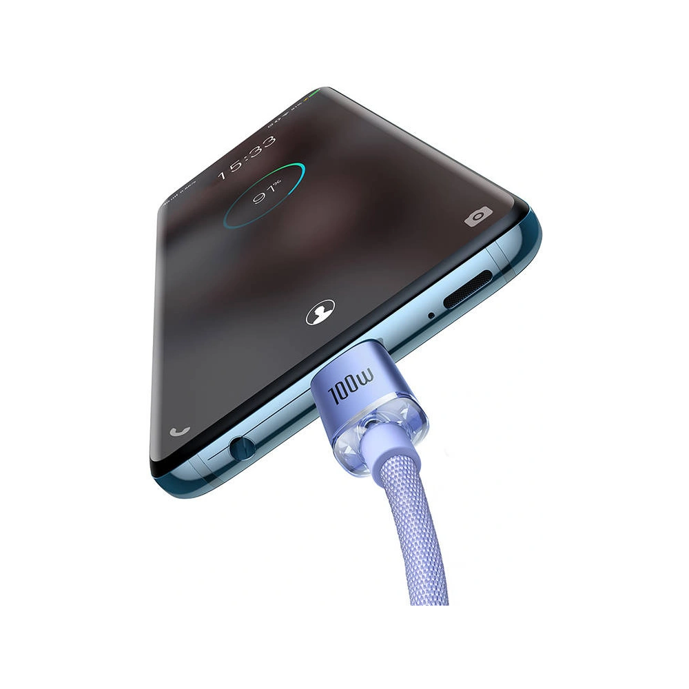 Hurtownia GSM - Kabel USB-C do USB-C Baseus Crystal,100W, 1.2m (fialový) - BSU3107PRP - {ean13} - Hurt