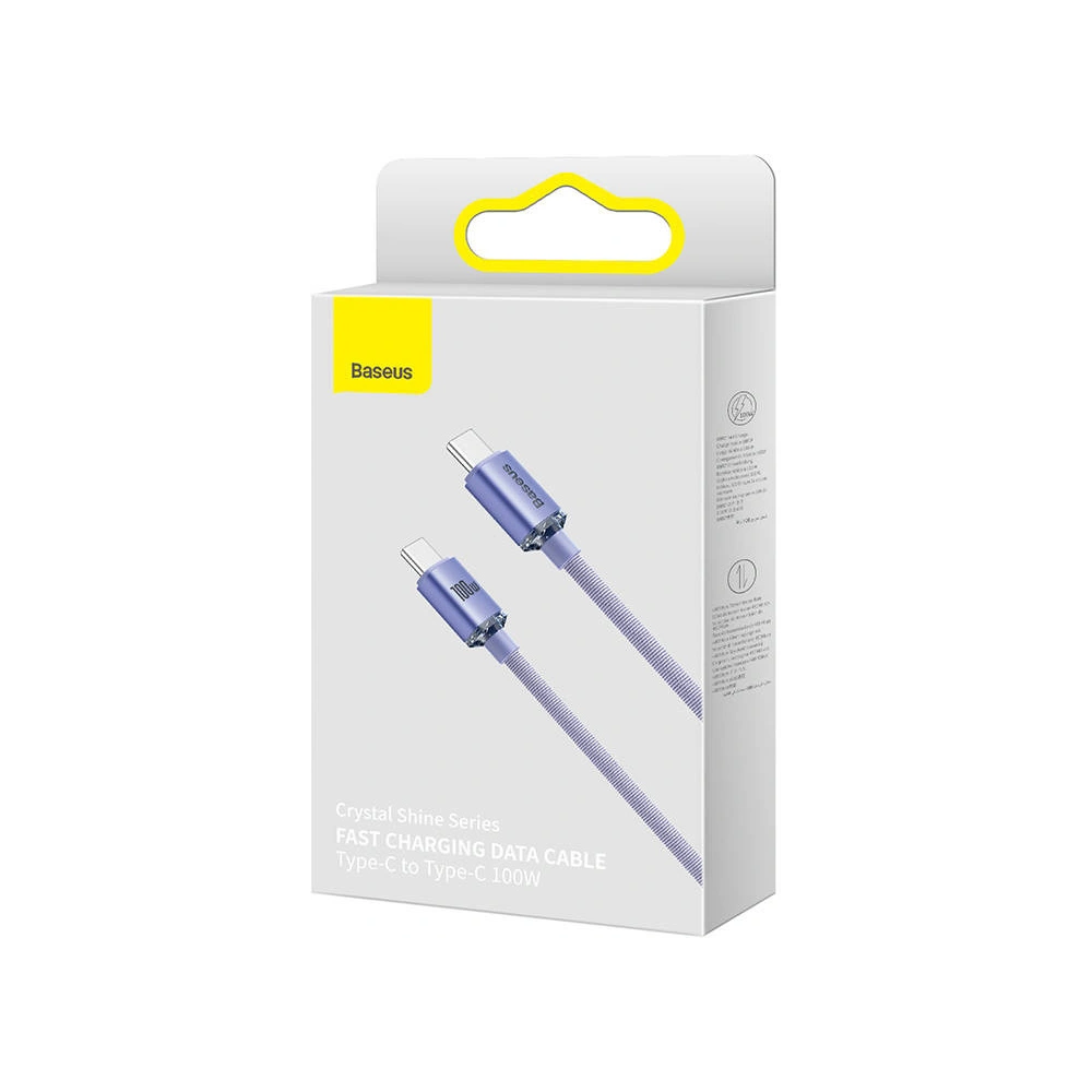Hurtownia GSM - Kabel USB-C do USB-C Baseus Crystal,100W, 1.2m (fialový) - BSU3107PRP - {ean13} - Hurt