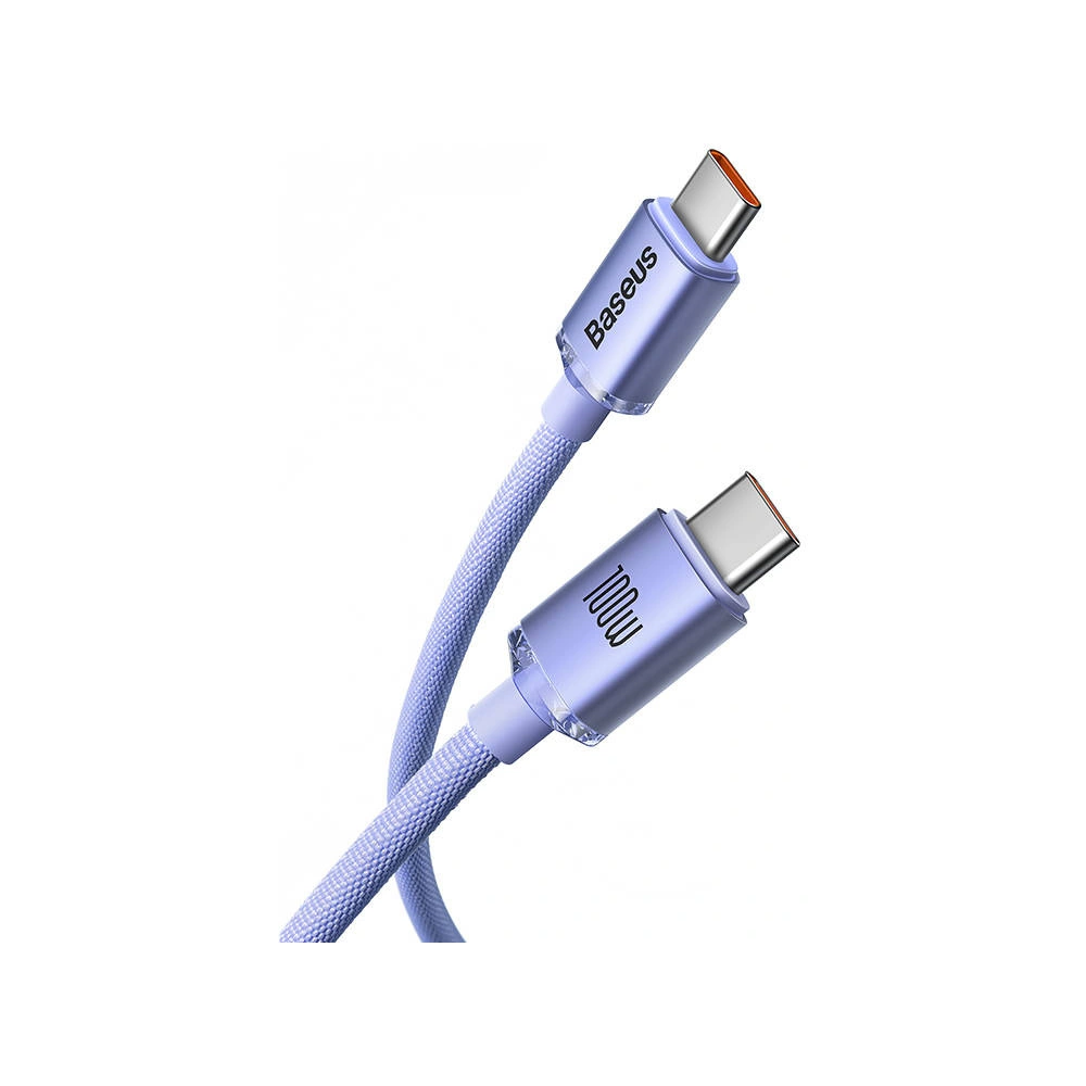 Hurtownia GSM - Kabel USB-C do USB-C Baseus Crystal,100W, 1.2m (fialový) - BSU3107PRP - {ean13} - Hurt