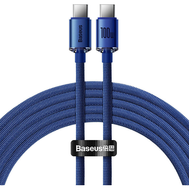 Baseus Distributor - 6932172602901 - BSU3108BLU - Baseus Crystal cable USB-C to USB-C, 100W, 2m (blue) - B2B homescreen