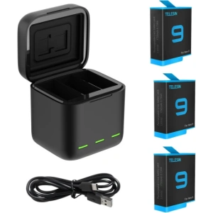 Hurtownia GSM - Ładowarka trójkanałowa box Telesin dla GoPro Hero 9 / Hero 10 + 3 baterie (GP-BNC-902) - TLS055 - {ean13} - Hurt