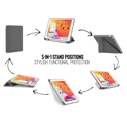 Etui Pipetto Origami No3 Pencil Case Apple iPad 10.2 2019/2020/2021 (7., 8. i 9 generacji) (ciemnoszary)