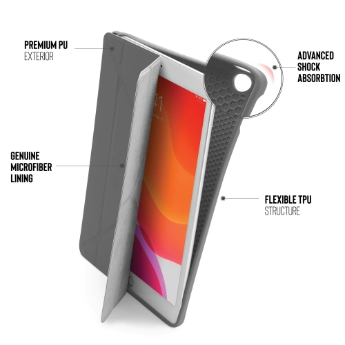 Etui Pipetto Origami No3 Pencil Case Apple iPad 10.2 2019/2020/2021 (7., 8. i 9 generacji) (ciemnoszary)