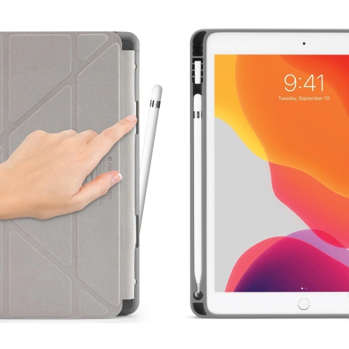 Etui Pipetto Origami No3 Pencil Case Apple iPad 10.2 2019/2020/2021 (7., 8. i 9 generacji) (ciemnoszary)