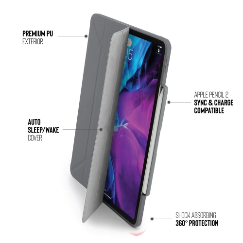Etui Pipetto Origami No3 Pencil Case Apple iPad Pro 12.9 2020 (4. generacji) (Dark Grey)