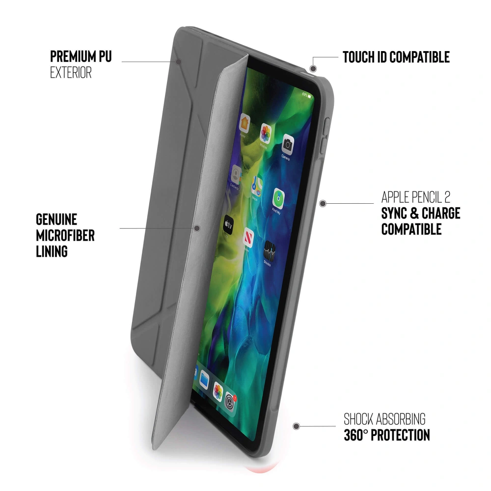 Hurtownia GSM - Etui Pipetto Origami No1 Original TPU Apple iPad Air 10.9 2020/2022 (4. a 5. generace) / iPad Air 11 2024 (6. generace) (tmavě šedá) - PIP020GRY - {ean13} - Hurt