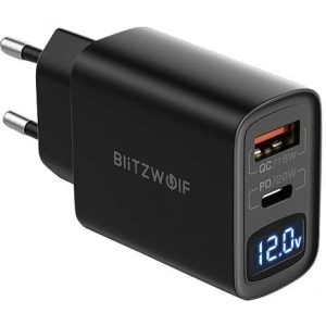 Wall charger Blitzwolf BW-S19, USB, USB-C, 20W (black)