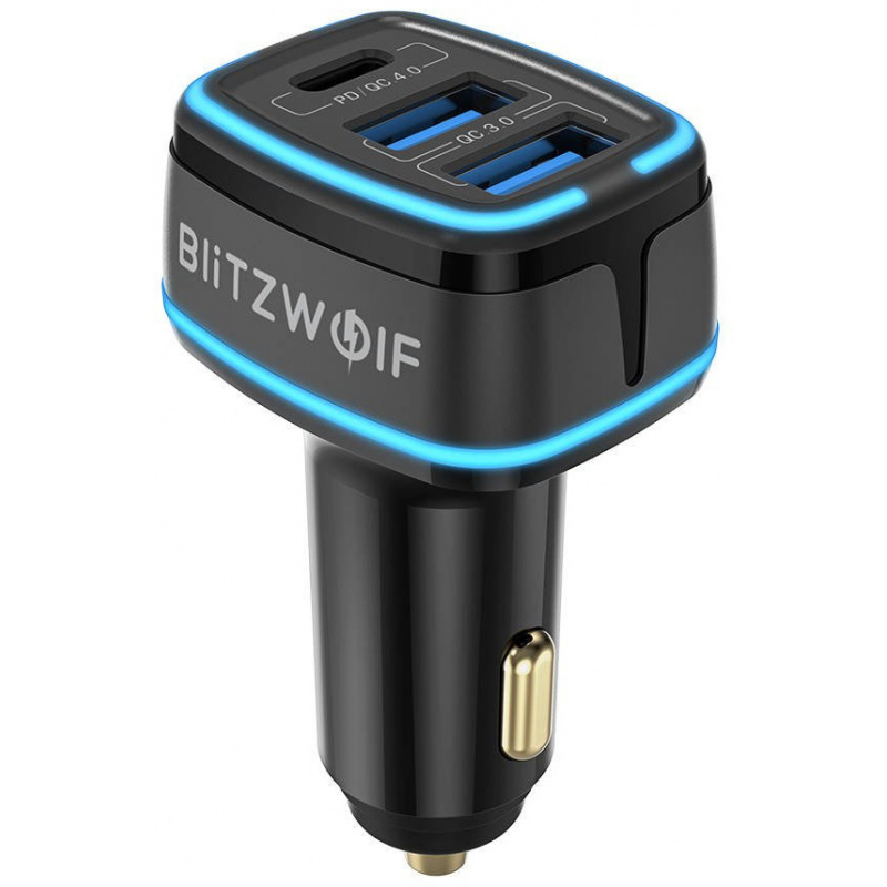 BlitzWolf Distributor - 5907489607599 - BLZ430BLK - Blitzwolf BW-SD7 car charger, 2x USB, USB-C, 80W (black) - B2B homescreen