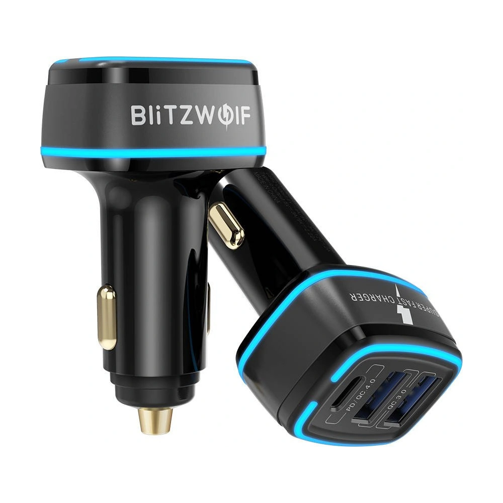 Wholesale Blitzwolf BW-SD7 car charger, 2x USB, USB-C, 80W (black) - BLZ430BLK - {ean13} - Hurt