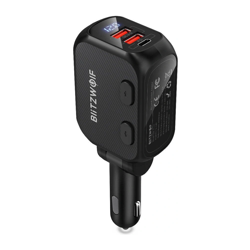 Hurtownia GSM - Ładowarka samochodowa BlitzWolf BW-CLA1, 2x gniazdo zapalniczki, 2xUSB, USB-C, 150W (czarna) - BLZ431BLK - {ean13} - Hurt