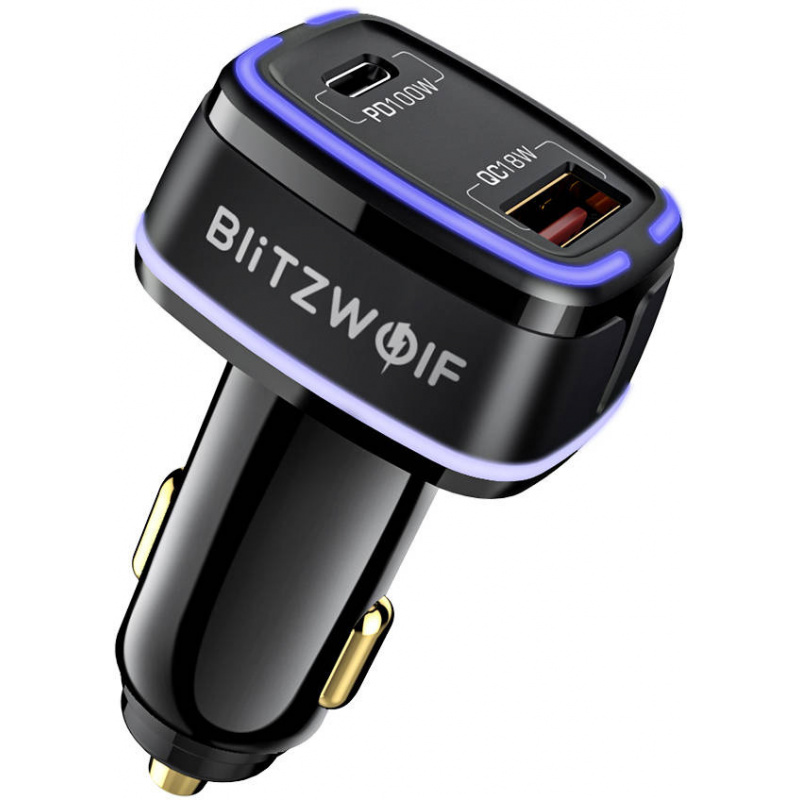 BlitzWolf Distributor - 5907489607728 - BLZ453BLK - Car Charger BlitzWolf BW-SD8, USB, USB-C, 100W (black) - B2B homescreen