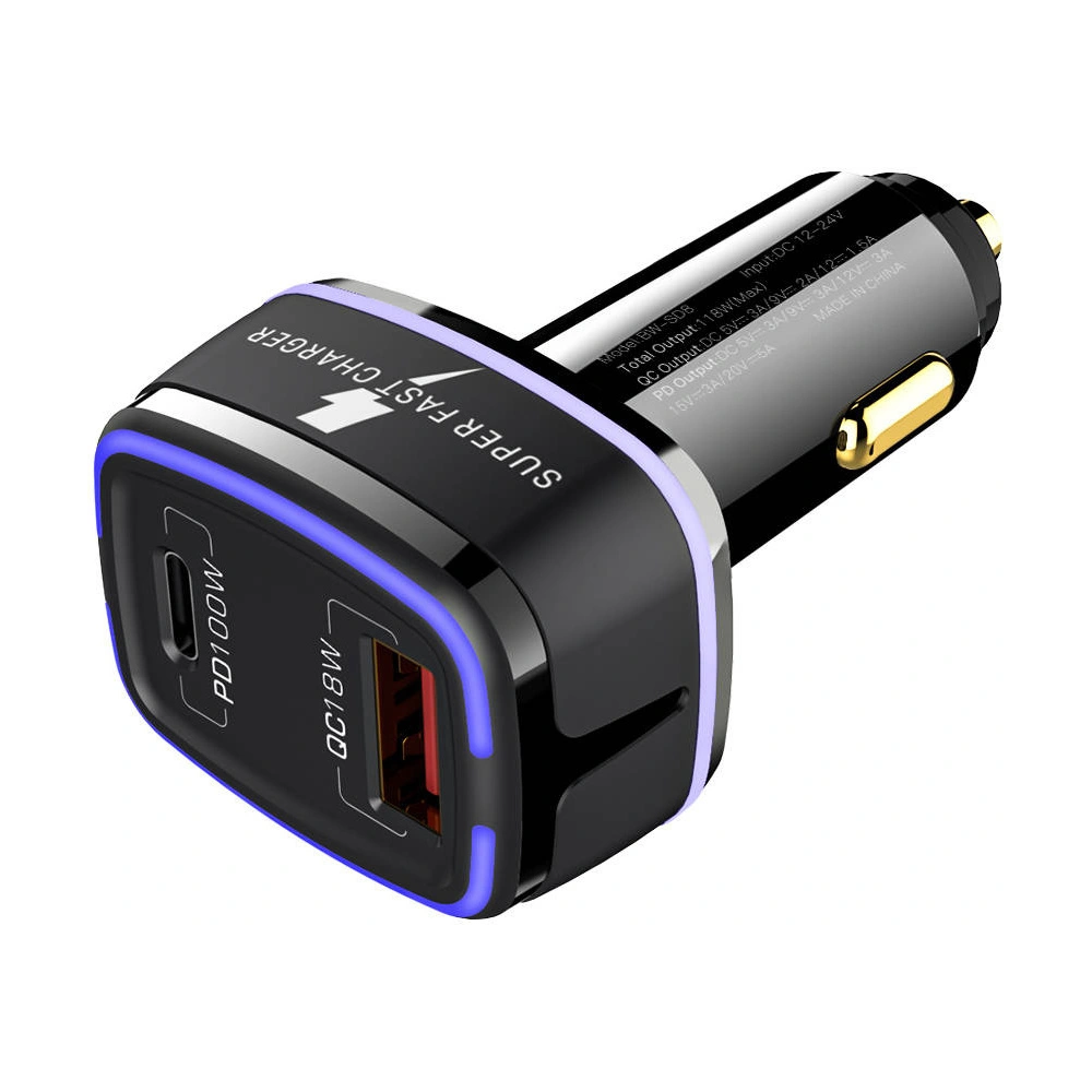 Hurtownia GSM - Autonabíječka Blitzwolf BW-SD8, USB, USB-C, 100W (černá) - BLZ453BLK - {ean13} - Hurt