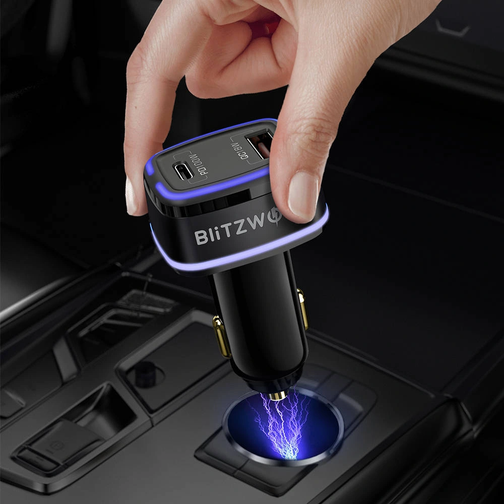 Hurtownia GSM - Autonabíječka Blitzwolf BW-SD8, USB, USB-C, 100W (černá) - BLZ453BLK - {ean13} - Hurt