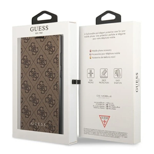 Etui Guess GUBKS22LG4GFBR Samsung Galaxy S22 Ultra brązowy/brown book 4G Metal Gold Logo