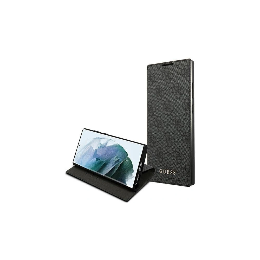 Hurtownia GSM - Case Guess GUBKS22LG4GFGR Samsung Galaxy S22 Ultra grau/grey Buch 4G Metall Gold Logo - GUE1617GRY - {ean13} - Hurt