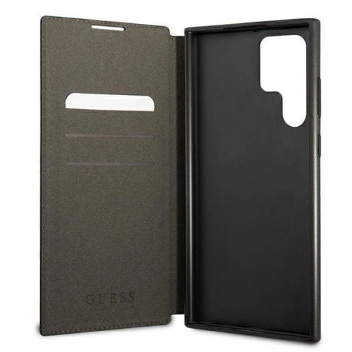 Etui Guess GUBKS22LG4GFGR Samsung Galaxy S22 Ultra szary/grey book 4G Metal Gold Logo