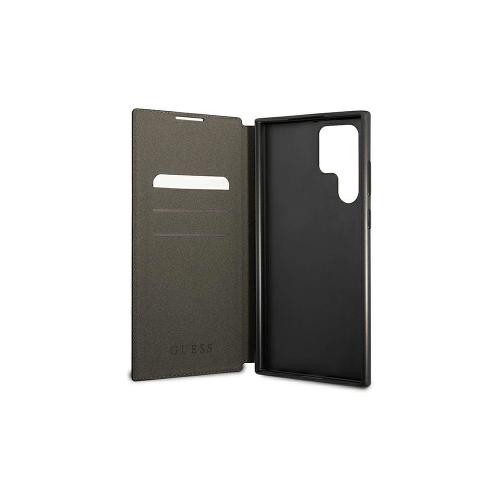 Hurtownia GSM - Case Guess GUBKS22LG4GFGR Samsung Galaxy S22 Ultra grau/grey Buch 4G Metall Gold Logo - GUE1617GRY - {ean13} - Hurt