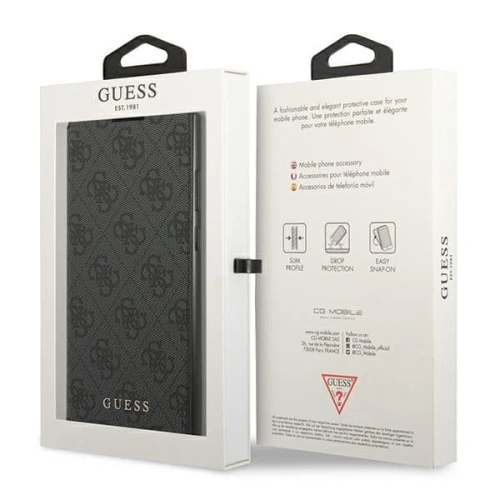 Etui Guess GUBKS22LG4GFGR Samsung Galaxy S22 Ultra szary/grey book 4G Metal Gold Logo