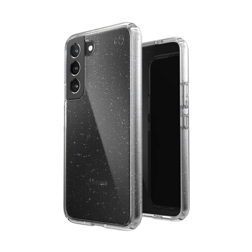 Etui Speck Presidio Perfect-Clear with Glitter MICROBANi Samsung Galaxy S22 (Clear/Platinum Glitter)