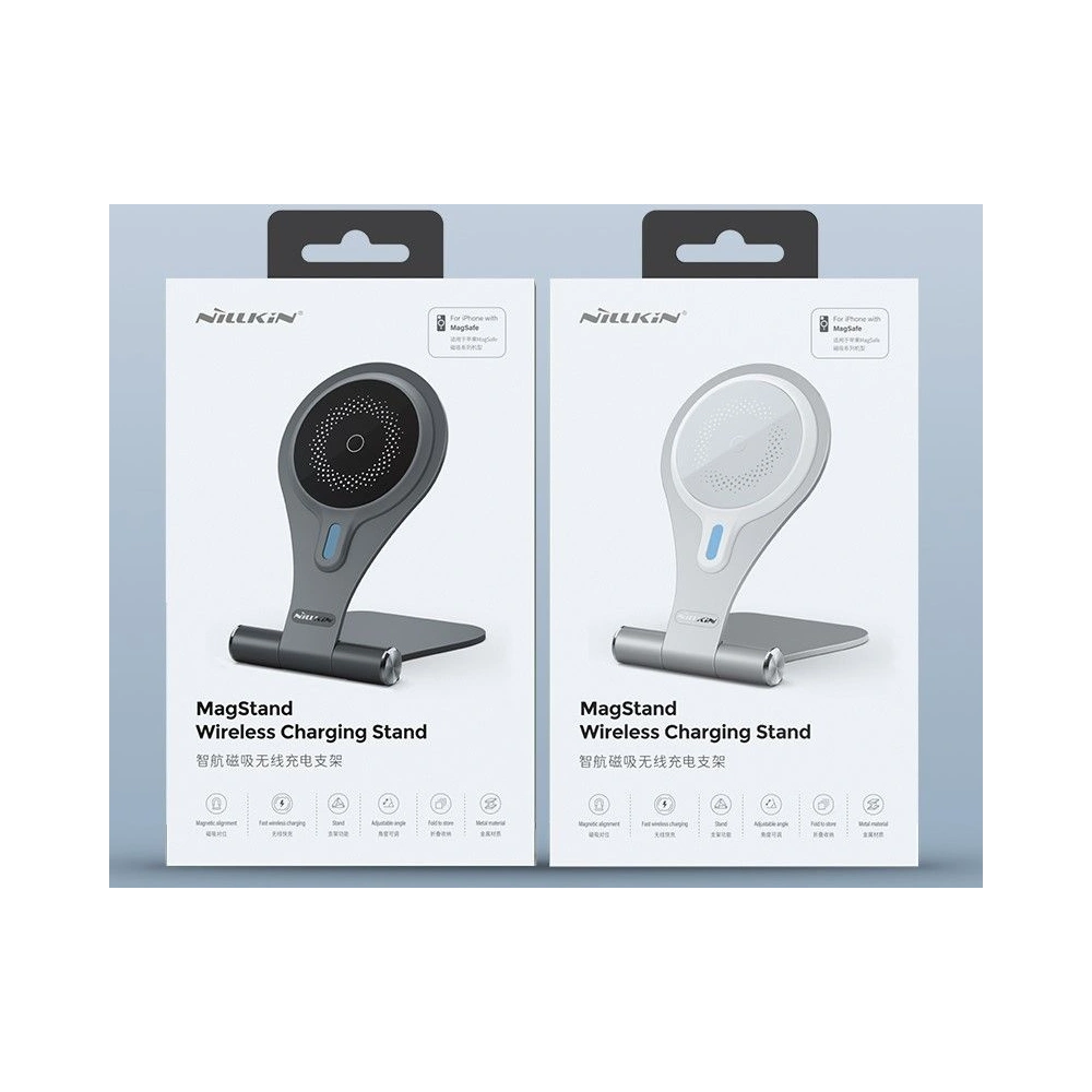 Hurtownia GSM - Bezdrátová nabíječka Nillkin Wireless Charging MagStand 15W Rychlé nabíjení Stříbrná - NLK317SLV - {ean13} - Hurt