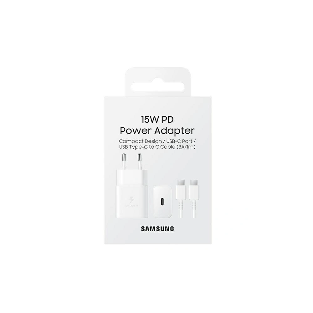 Hurtownia GSM - Ładowarka sieciowa Samsung EP-T1510XW 15W Fast Charge + kabel USB-C biały/white - SMG632WHT - {ean13} - Hurt
