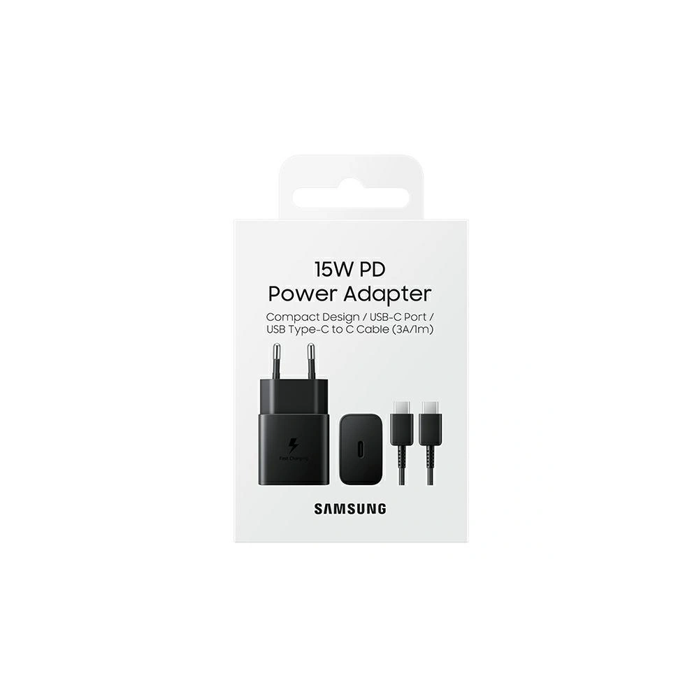 Hurtownia GSM - Ładowarka sieciowa Samsung EP-T1510XB 15W Fast Charge + kabel USB-C czarny/black - SMG633BLK - {ean13} - Hurt