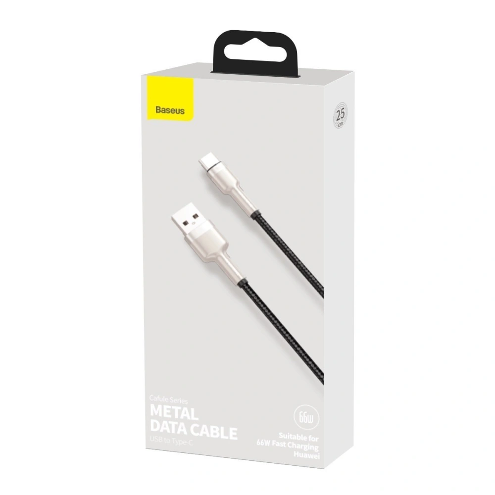Kabel USB do USB-C Baseus Cafule, 66W, 0.25m (černý)