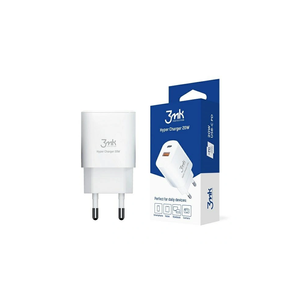 Wholesale 3MK HyperCharger 20W USB-C + USB-A PD 3.0 QC 3.0 white - 3MK2620 - {ean13} - Hurt