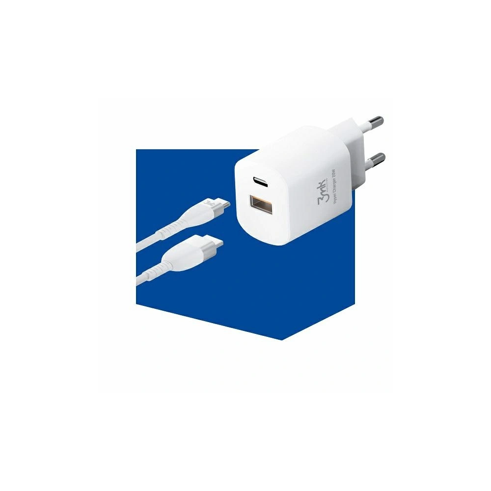 Hurtownia GSM - Síťová nabíječka 3MK HyperCharger 20W USB-C + USB-A PD 3.0 QC 3.0 bílá - 3MK2620 - {ean13} - Hurt