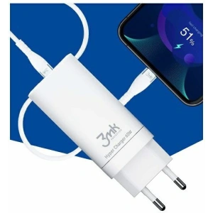 Ładowarka sieciowa 3MK HyperCharger 65W 2xUSB-C + USB-A GaN PD 3.0 QC 4.0 biała