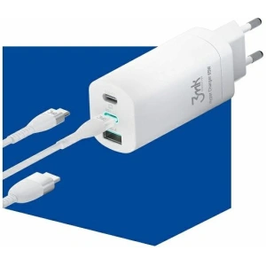 Ładowarka sieciowa 3MK HyperCharger 65W 2xUSB-C + USB-A GaN PD 3.0 QC 4.0 biała