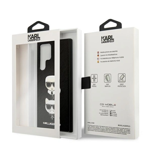 Etui Karl Lagerfeld KLHCS22LSAKICKCBK Samsung Galaxy S22 Ultra czarny/black Saffiano Karl & Choupette Head