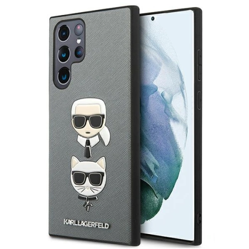 Etui Karl Lagerfeld KLHCS22LSAKICKCSL Samsung Galaxy S22 Ultra srebrny/silver Saffiano Karl & Choupette Head