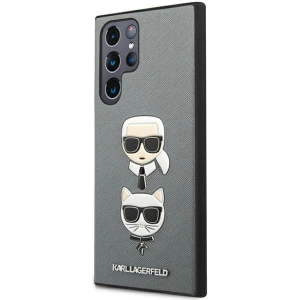 Hurtownia GSM - Etui Karl Lagerfeld KLHCS22LSAKICKCSL Samsung Galaxy S22 Ultra stříbrný/silver Saffiano Karl & Choupette Head - KLD838SLV - {ean13} - Hurt