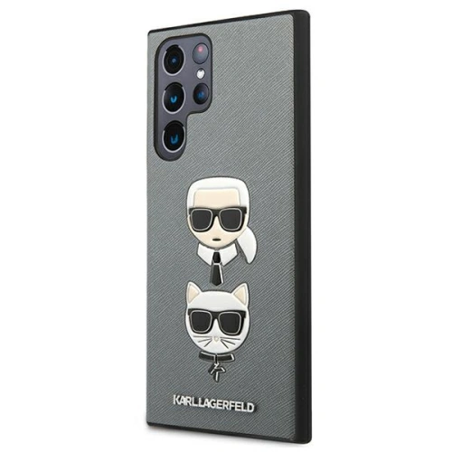 Etui Karl Lagerfeld KLHCS22LSAKICKCSL Samsung Galaxy S22 Ultra srebrny/silver Saffiano Karl & Choupette Head